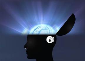 Blue brain glowing with head unlocked